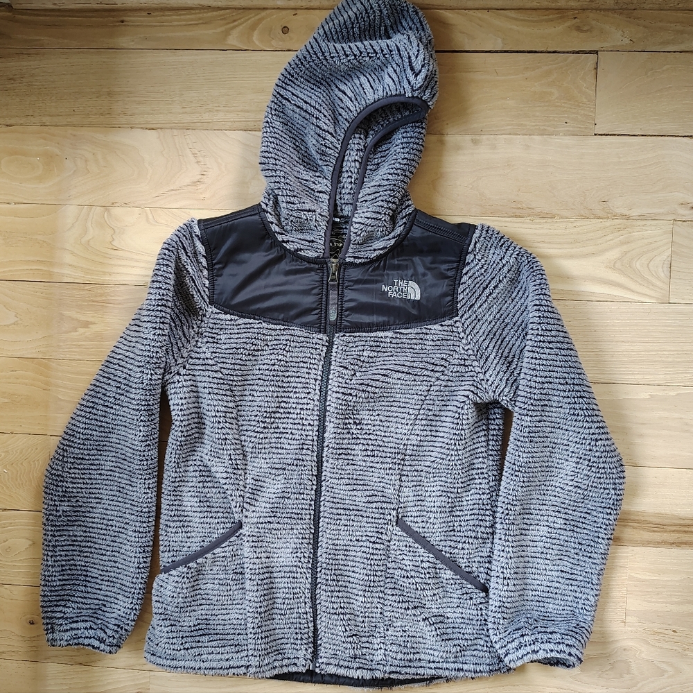 THE NORTH FACE Girls OSO Full Zip Hoodie, Gray Stripe,  Size L (14/16)